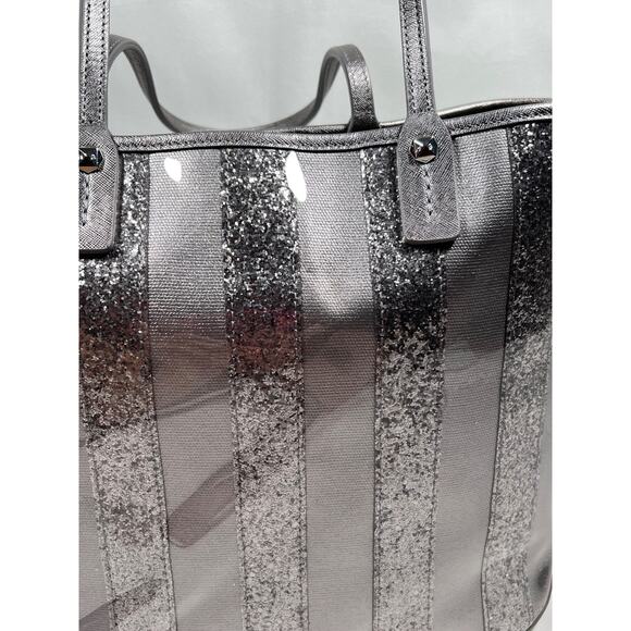 Henri Bendel Silver Luxury Sparkle/Glitter Designer Tote Bag Rare - Picture 5 of 13